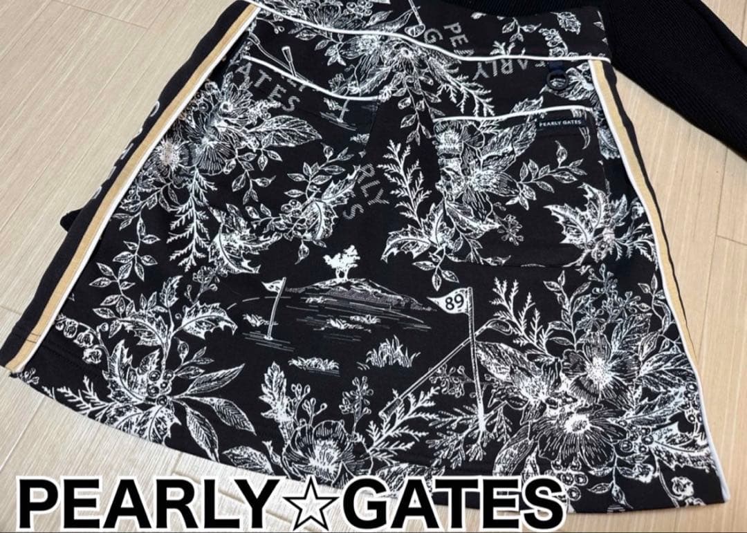 パーリーゲイツ　花柄　スカート　ダンボールニット　サイズ１