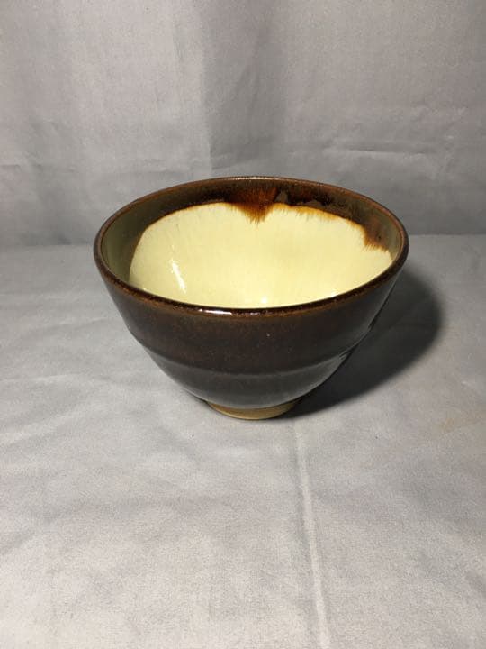 【茶道具】陽炎園造  膳所焼 胴紐 茶碗 A162