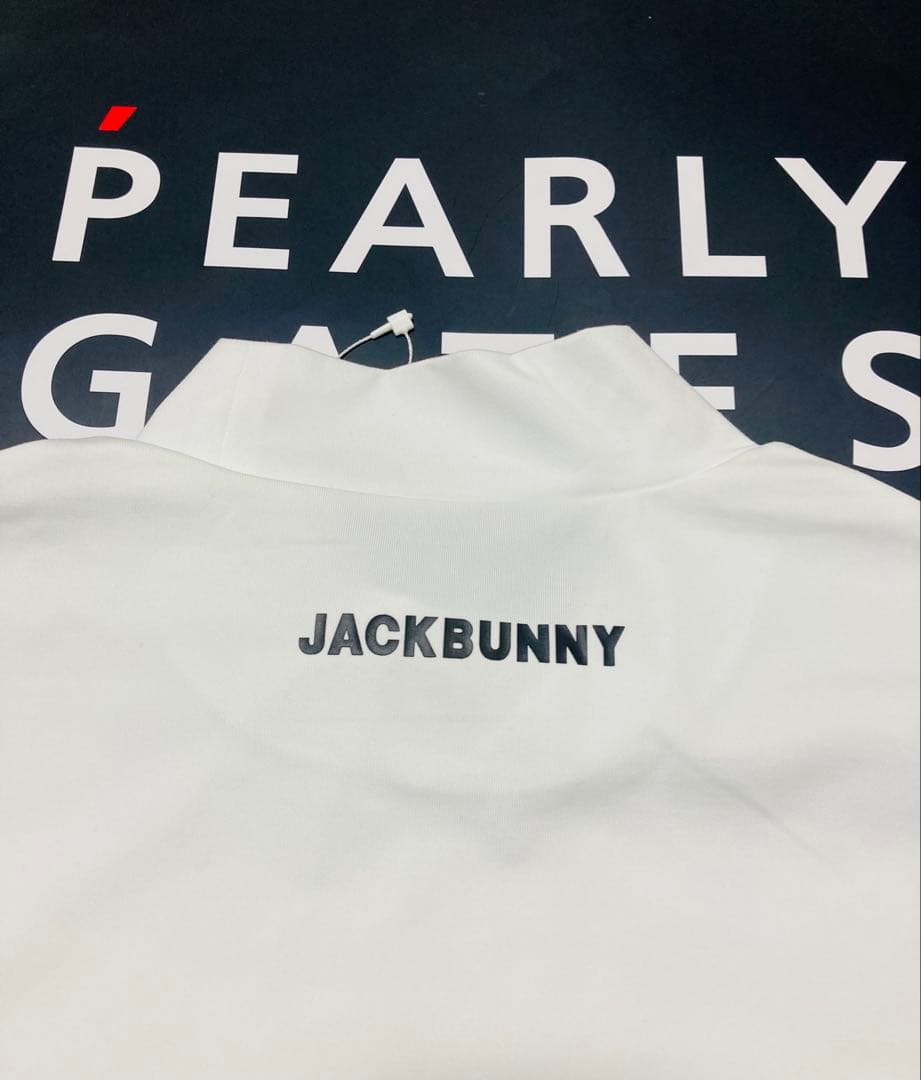 新品 パーリーゲイツ ジャックバニー 起毛ベア天 モックネックシャツ(6)LL白