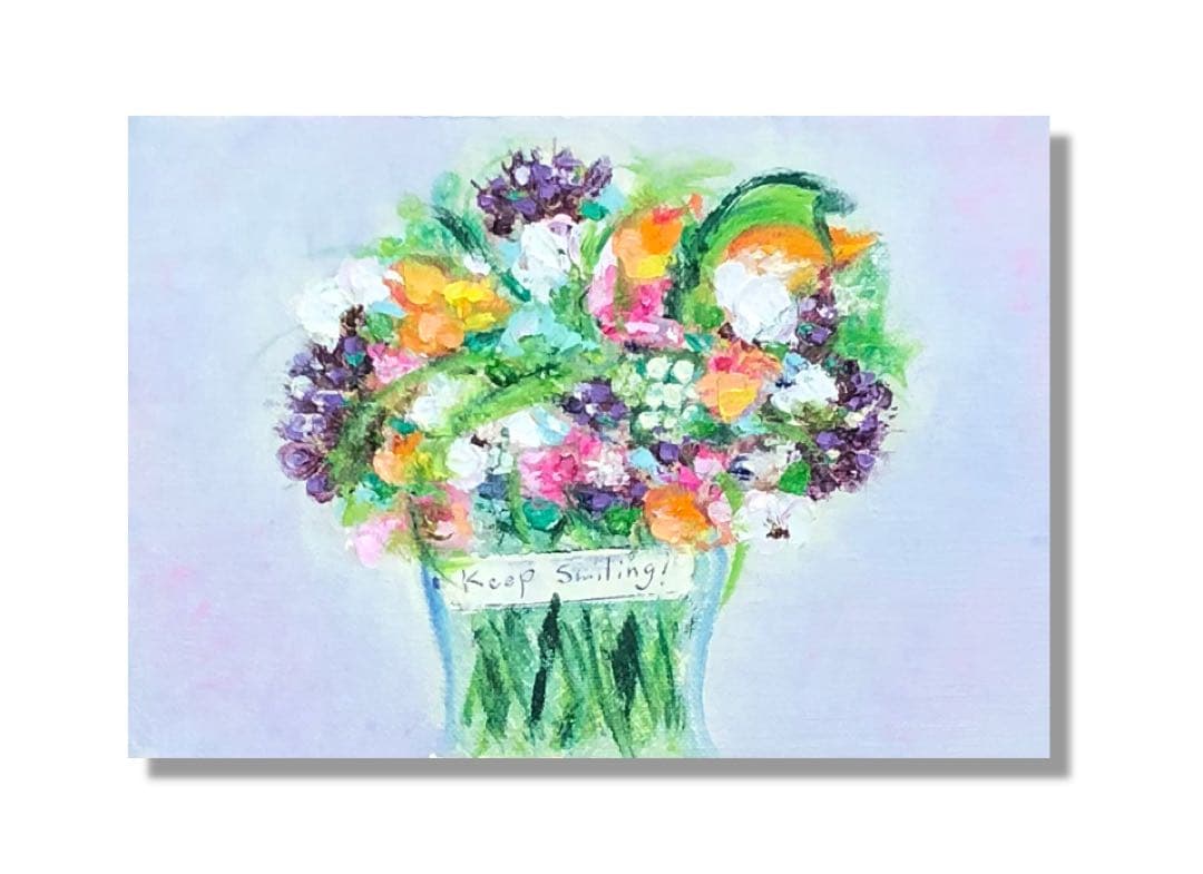 絵画　油絵　原画　一点物　花　レトロ　アート　プレゼント　インテリア　SM