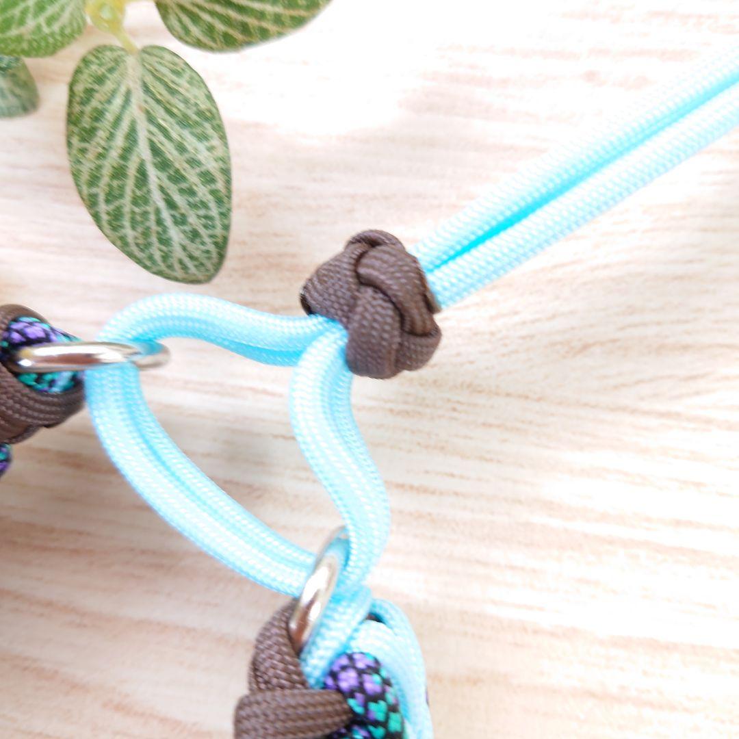 パラコード　首輪　幅広　太め　ハーフチョーク　ゴールドフラワー 中型犬　№88