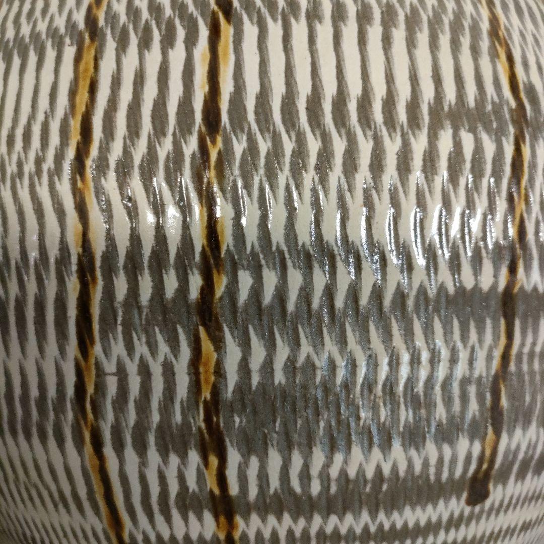 \"未使用\"小鹿田焼　飛び鉋 飴釉大壺 花瓶