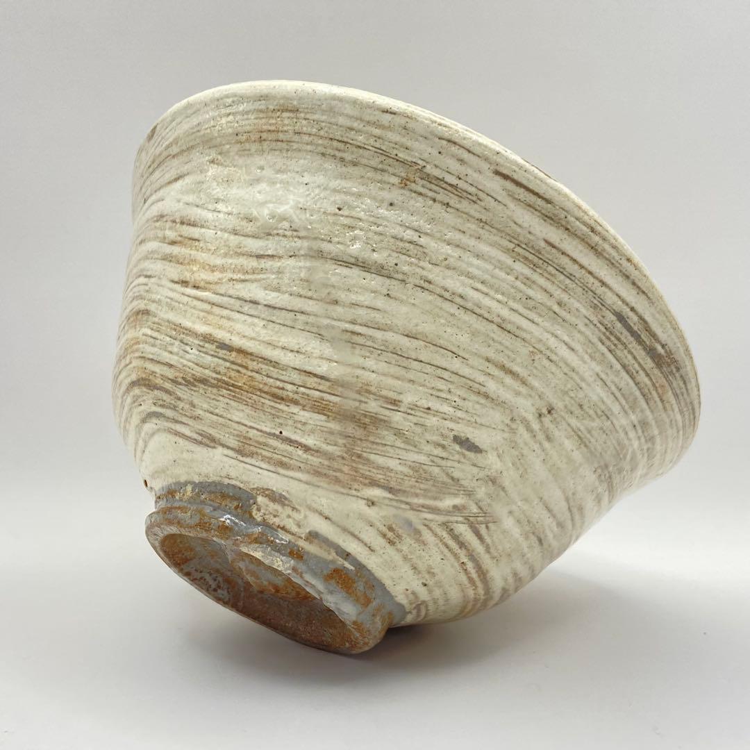 抹茶茶碗 刷毛目　加藤芳右衛門　銘 末広　共箱入　茶道具　茶盌　茶器　陶芸