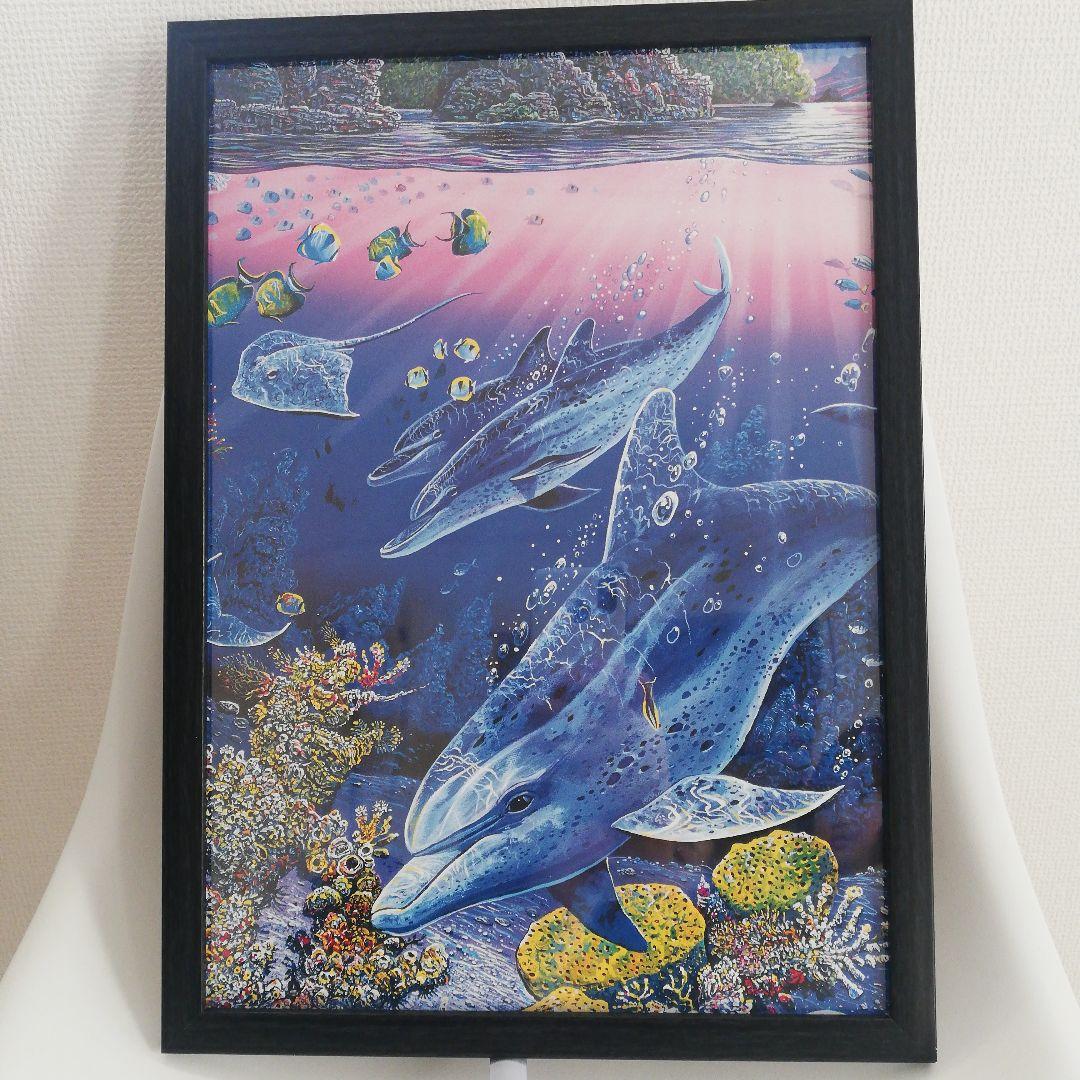 アートパネル　ハワイ　ワイキキ　オアフ　イルカ　リゾート　海　珊瑚礁　魚　熱帯魚