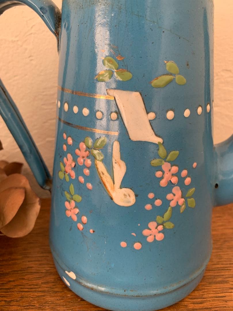 フランス　蚤の市　ピッチャー　ホーロー　ブロカント