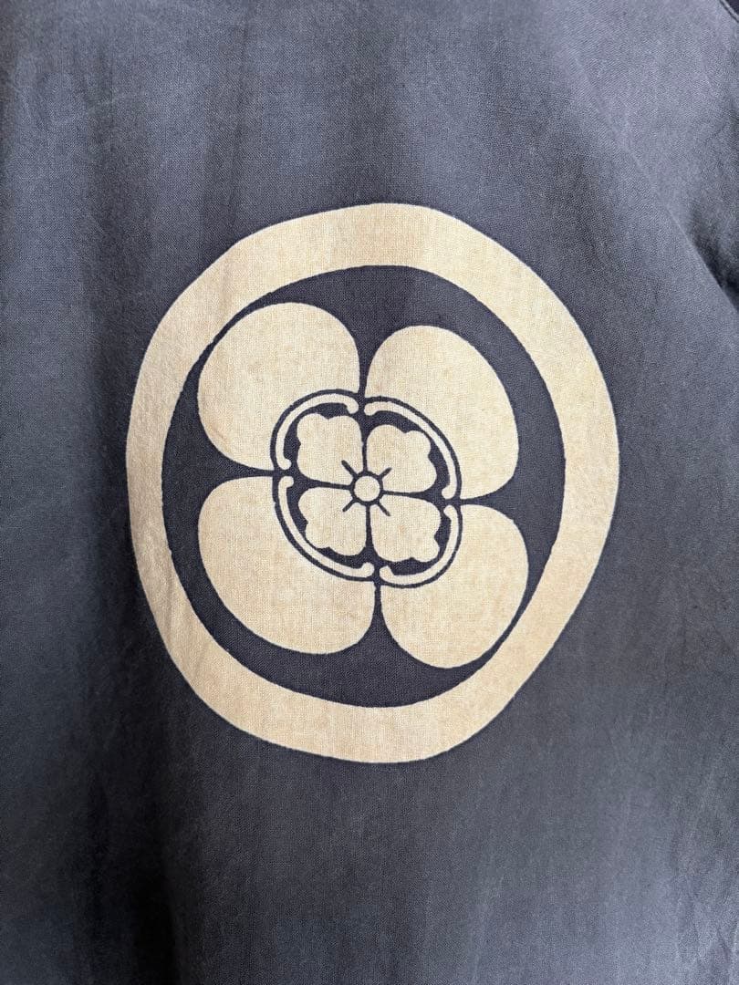 家紋　大幕　風呂敷　ドロップポケットワンピース　前後同型　藍染木綿