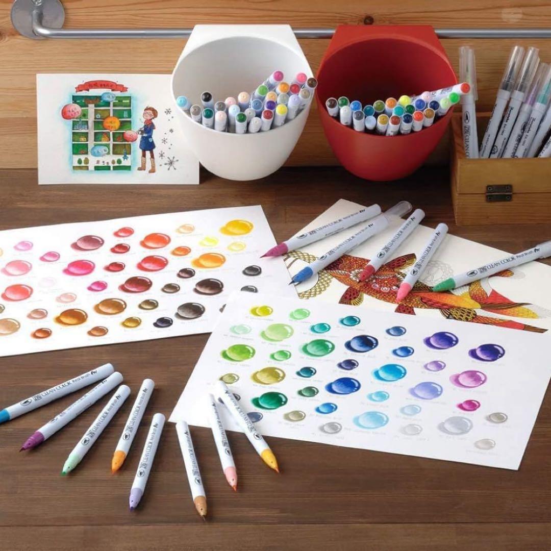 呉竹 カラーペン 筆ペン ZIG クリーンカラー リアルブラッシュ 90色