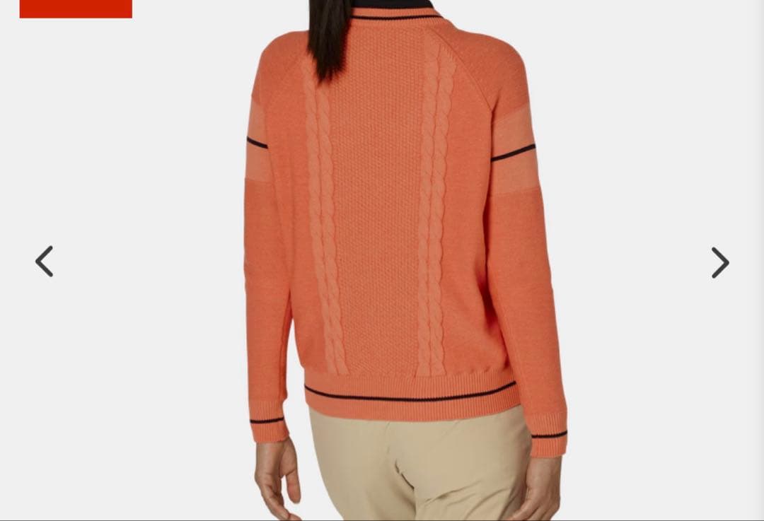 WOMEN'S ケーブル柄 防風裏地付き 長袖クルーネックセーター