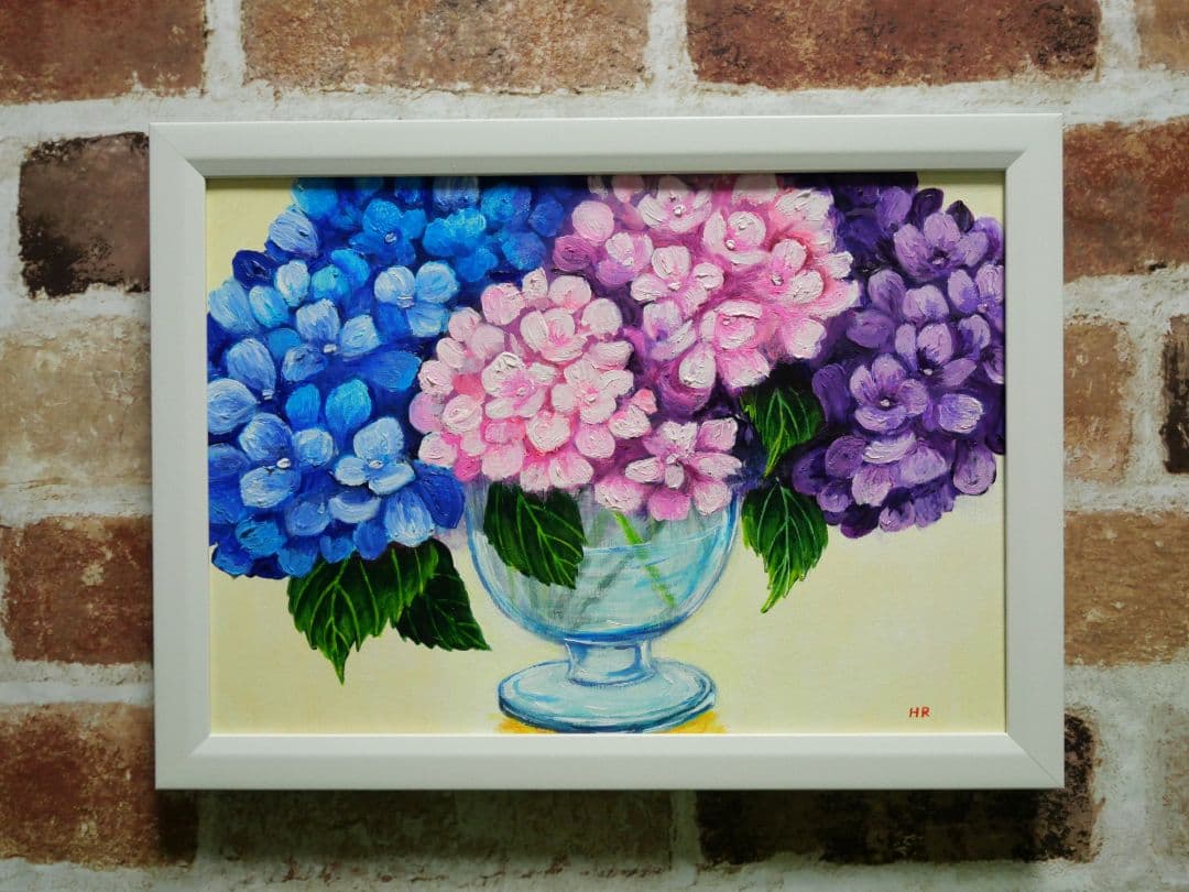 油絵 絵画 【紫陽花の花】