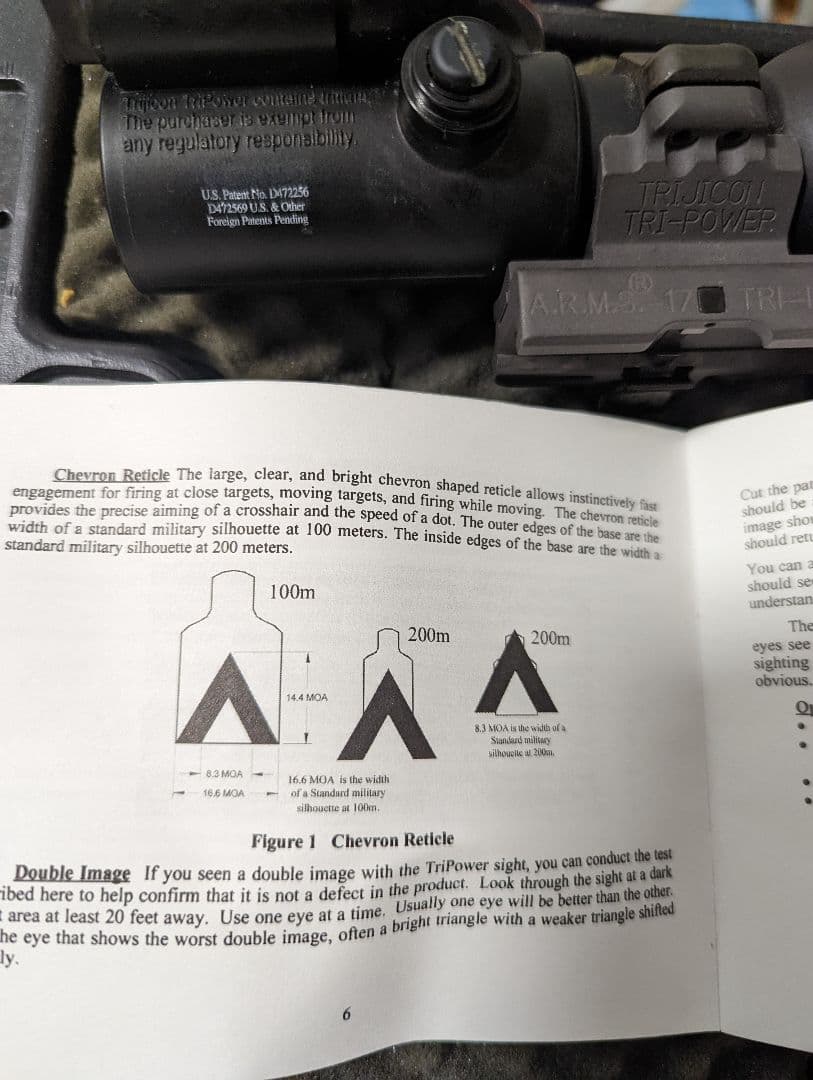 実物 トリジコン Trijicon tripower armsマウント