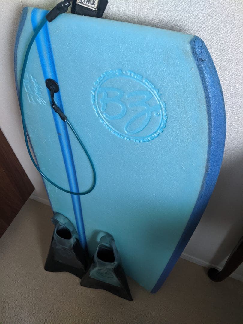 BZ ボディボード （左利き用）青 レインボーグラデーション フィン&指かき付き