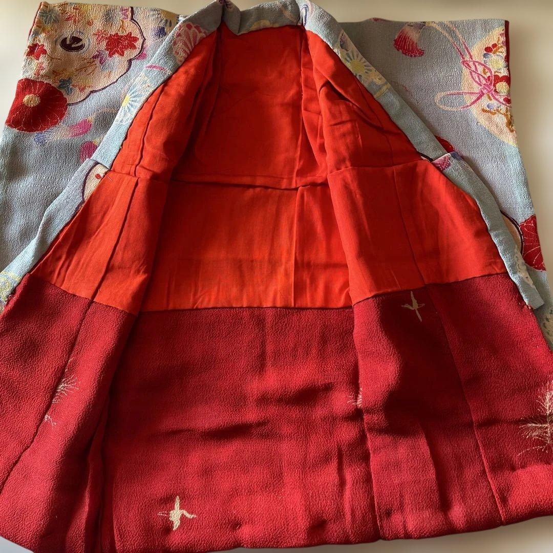 パンダ　古布　江戸縮緬　13号　人形の着物　八稜鏡　103107