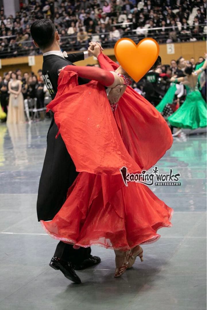 赤いスタンダードドレス/社交ダンスドレス/モダンドレス