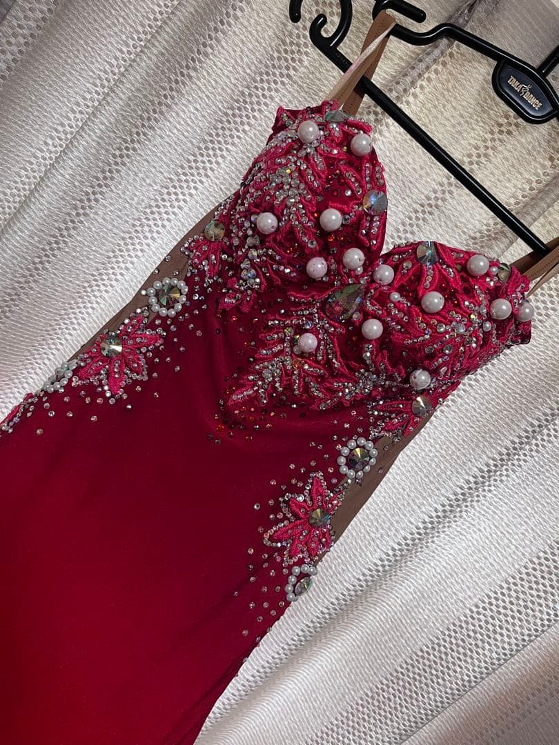 赤いスタンダードドレス/社交ダンスドレス/モダンドレス