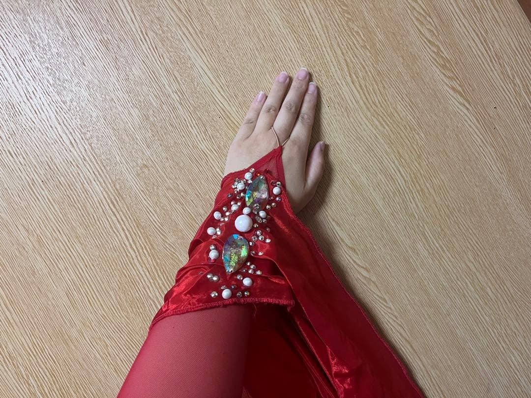 赤いスタンダードドレス/社交ダンスドレス/モダンドレス