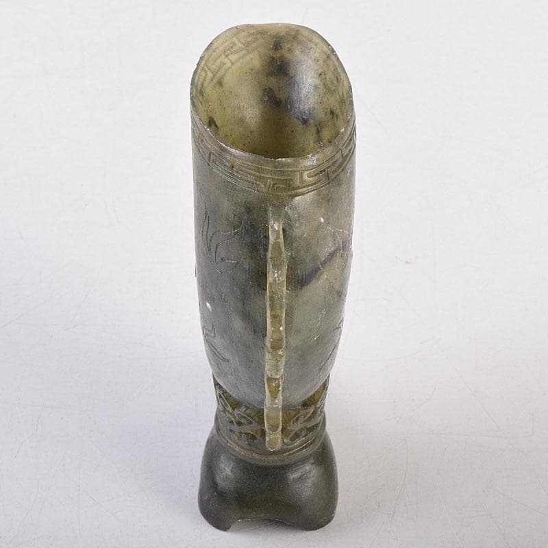 中国　玉石彫刻　龍刻　爵　V　R9036