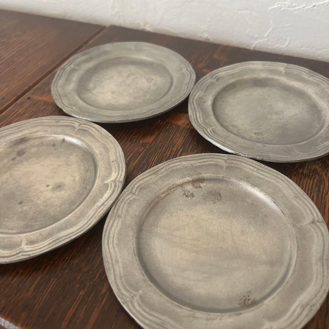 【onikoさま専用】花リム　ピューター　平皿　小皿