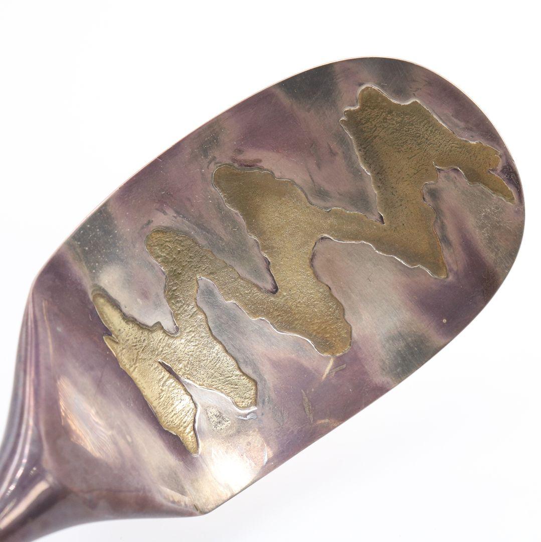 木村清雲造 鵬雲斎好写 南鐐瑞雲象嵌入炉用灰匙 純銀製約65g 茶道具　V303