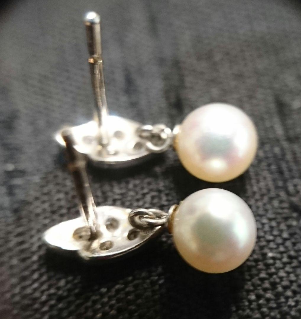 ヴィンテージ プラチナ Pt900アコヤ パールピアス ダイヤモンド