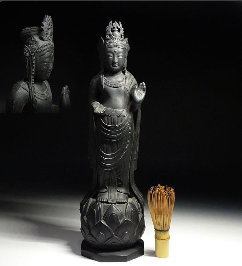 飛鳥 白鳳 金銅仏 観音菩薩立像 蓮華座 念持仏 仏像 仏教美術 骨董 古美術