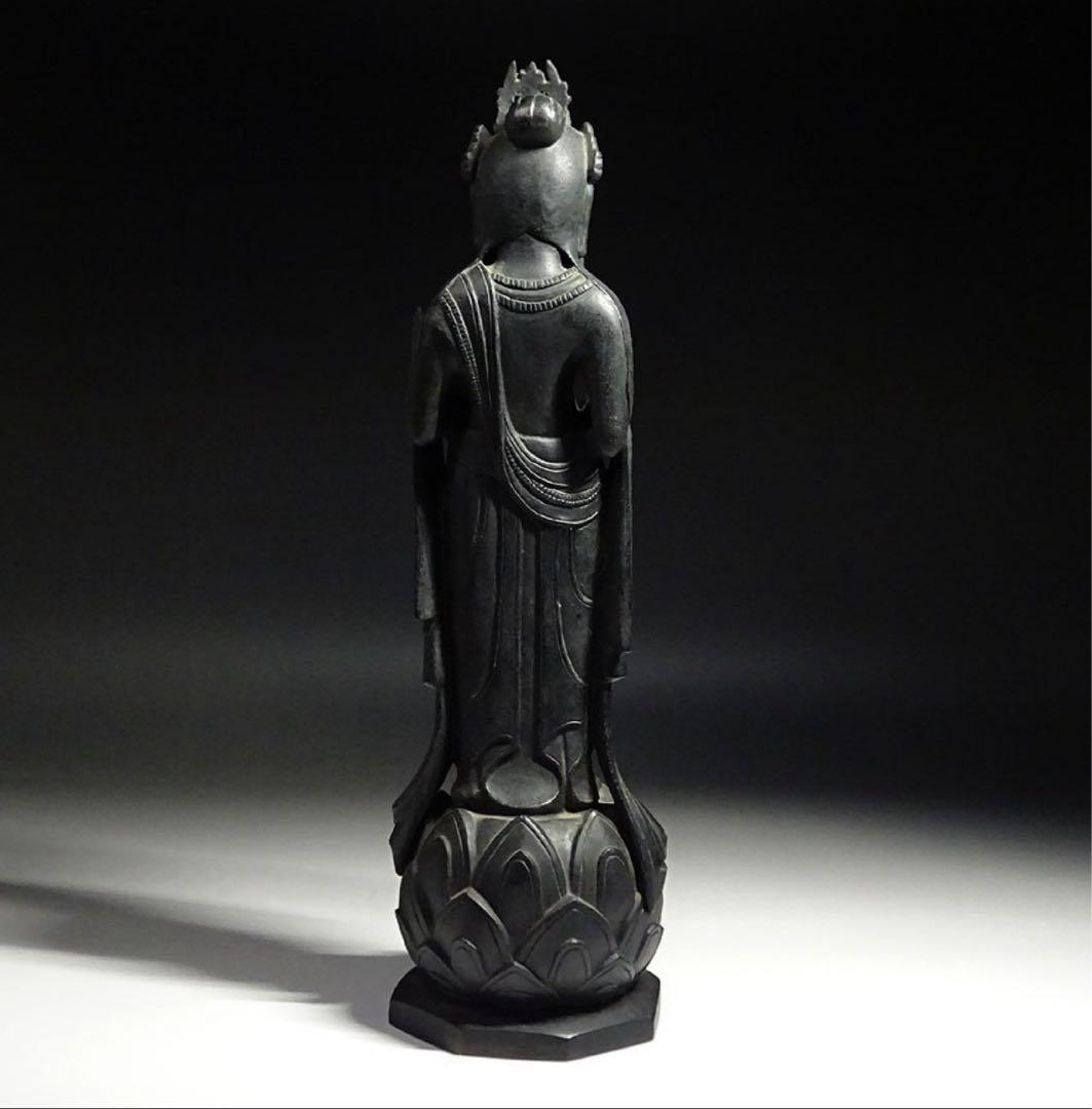 飛鳥 白鳳 金銅仏 観音菩薩立像 蓮華座 念持仏 仏像 仏教美術 骨董 古美術