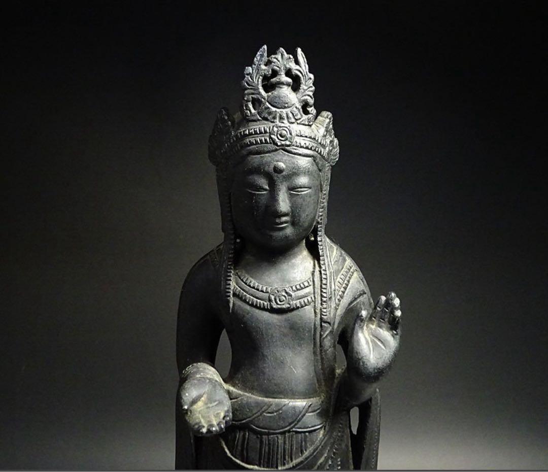 飛鳥 白鳳 金銅仏 観音菩薩立像 蓮華座 念持仏 仏像 仏教美術 骨董 古美術