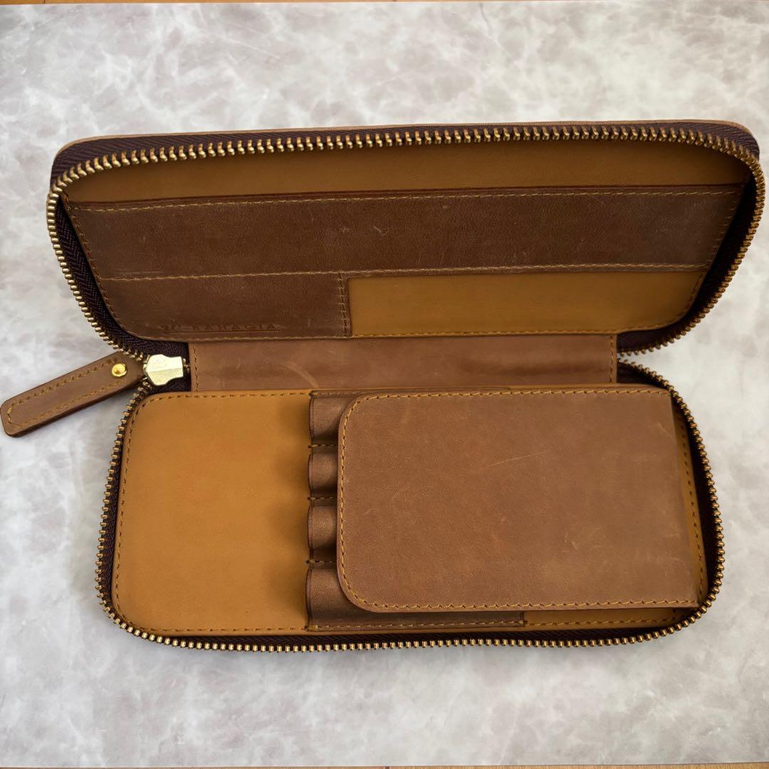 バハギア ペンケース ラウンドジップ型 クレイジーホース オリジナル ブラウン