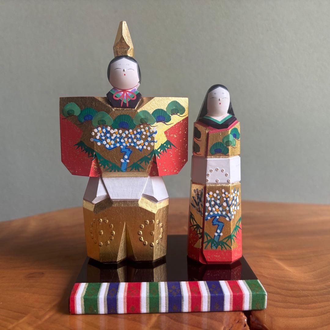 奈良一刀彫　立雛　川口神泉作　南部神泉　お内裏様 お雛様