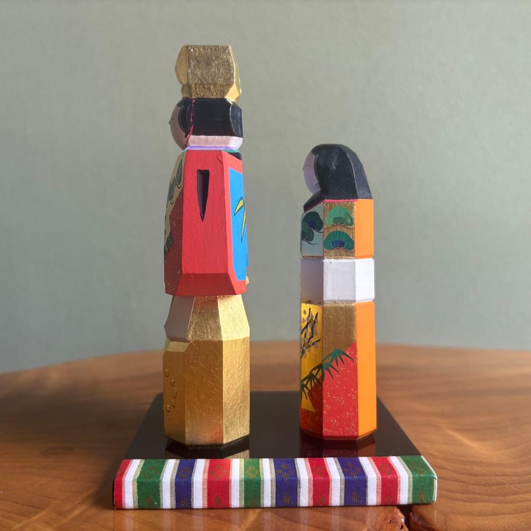 奈良一刀彫　立雛　川口神泉作　南部神泉　お内裏様 お雛様