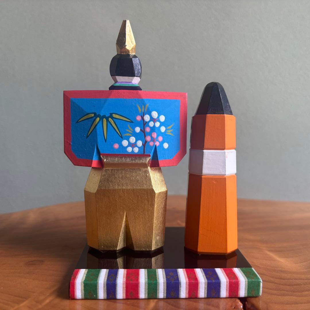 奈良一刀彫　立雛　川口神泉作　南部神泉　お内裏様 お雛様