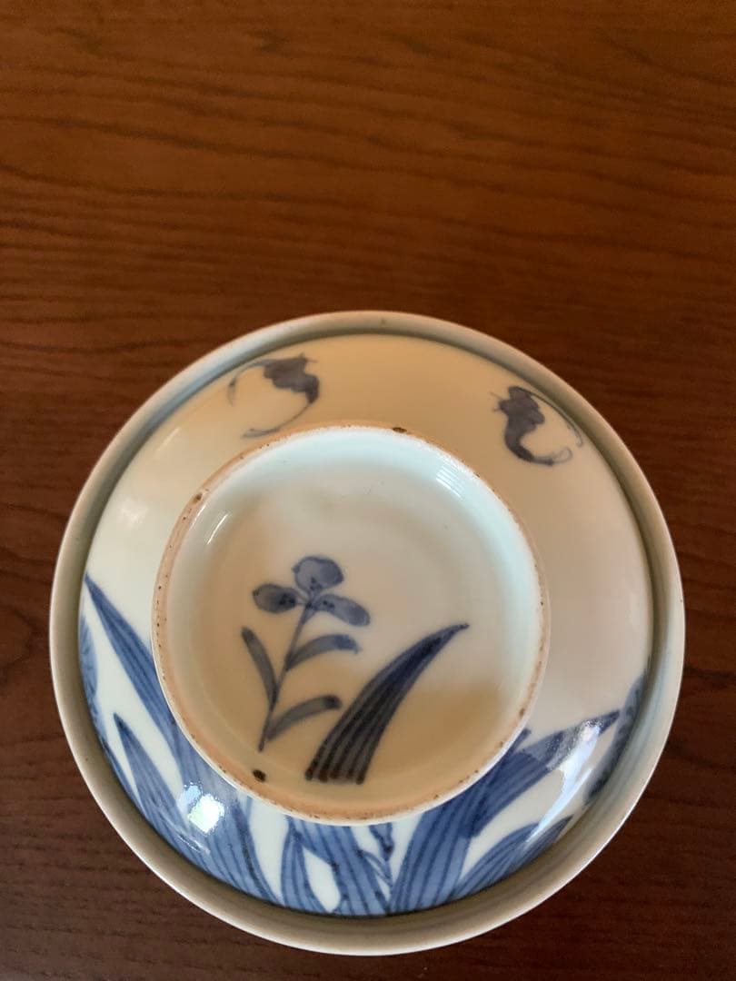 古伊万里　江戸期　藍泥　蓋付き茶碗　染付　蓋物　飯碗　節句　雛祭り　端午の節句