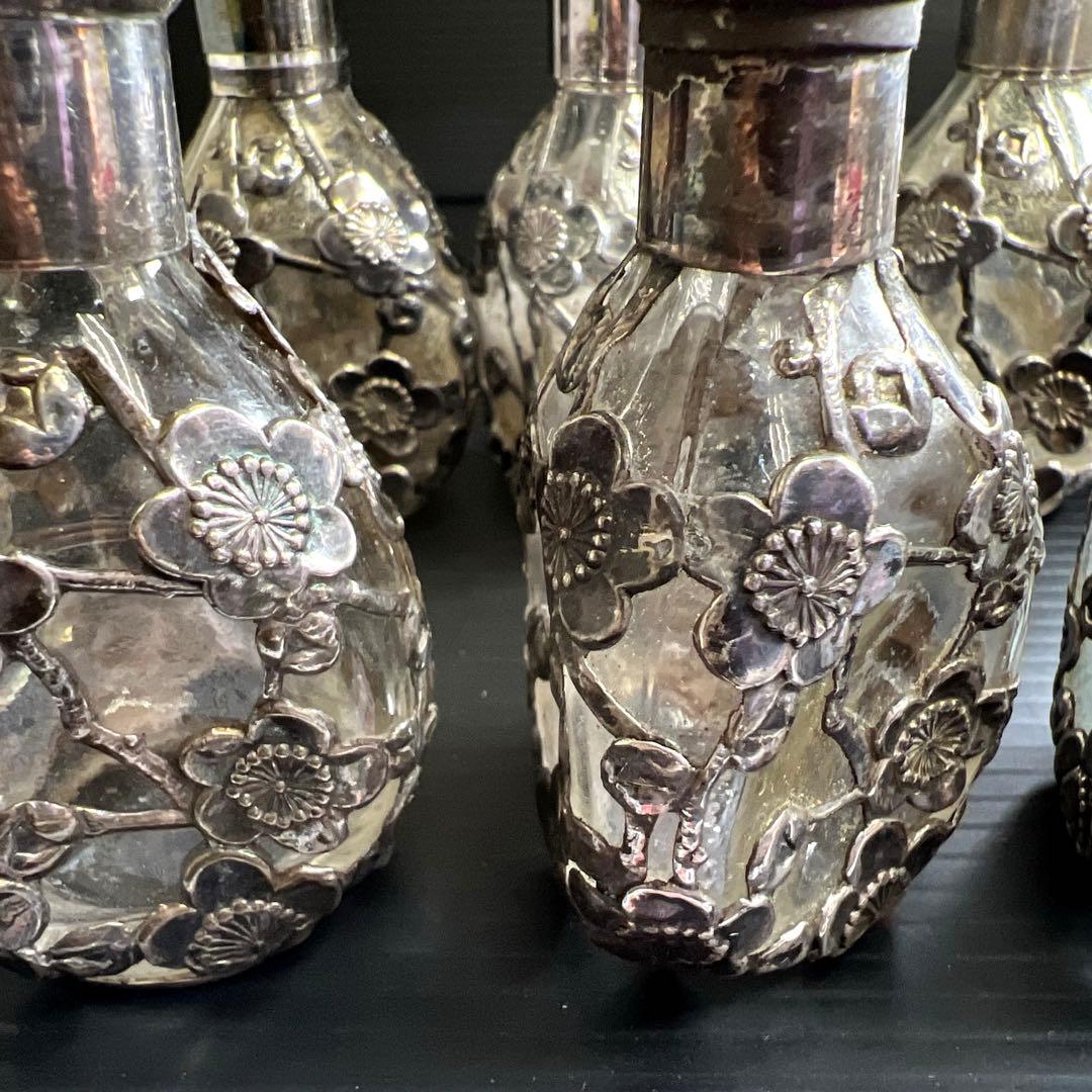 silver刻印　時代銀巻ガラス調味料入8点　東Y7-0905⭐︎2Fトカオ