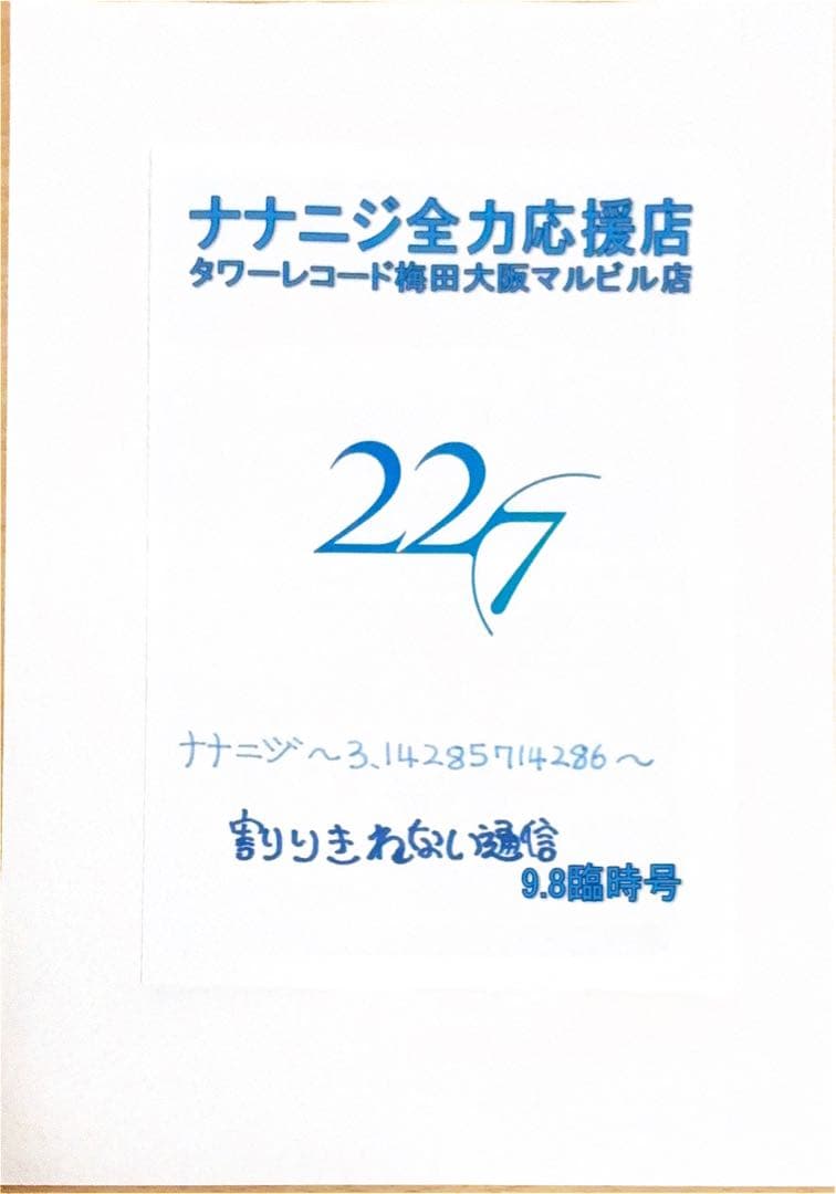 ナナニジ全力応援店　タワーレコード梅田大阪マルビル店　割りきれない通信　１３冊