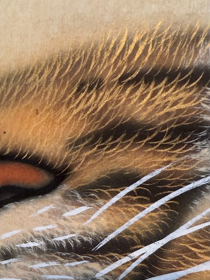 掛け軸【猛虎図】龍山　 肉筆一点物　通常の2倍幅(幅102cm×全長214cm)