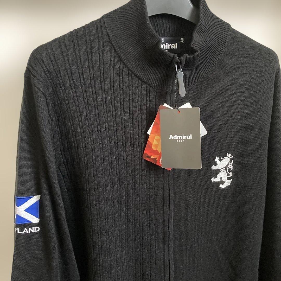 【新品】Admiral ゴルフメンズジップアップセーター ブラック Lサイズ防寒