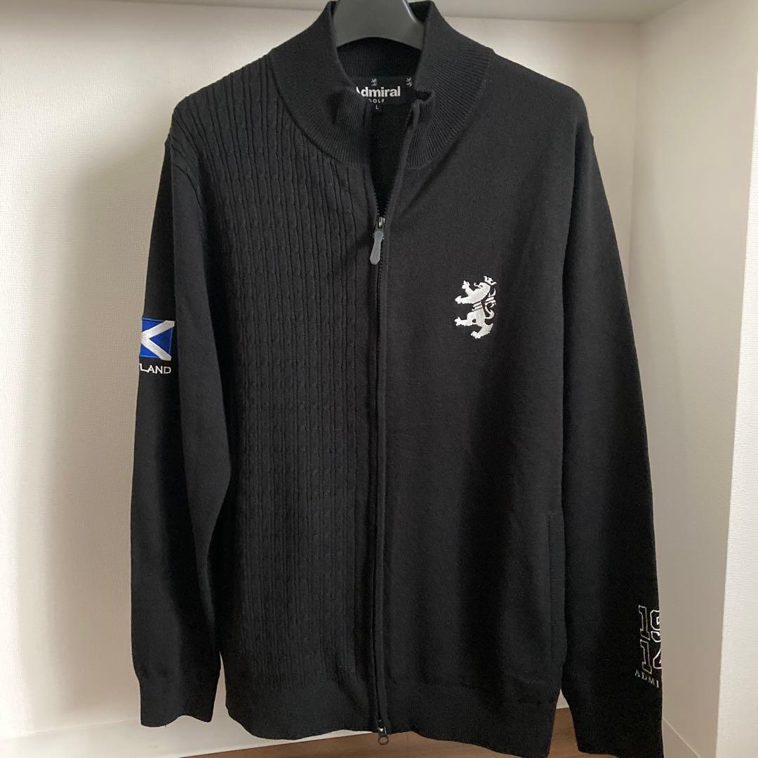 【新品】Admiral ゴルフメンズジップアップセーター ブラック Lサイズ防寒
