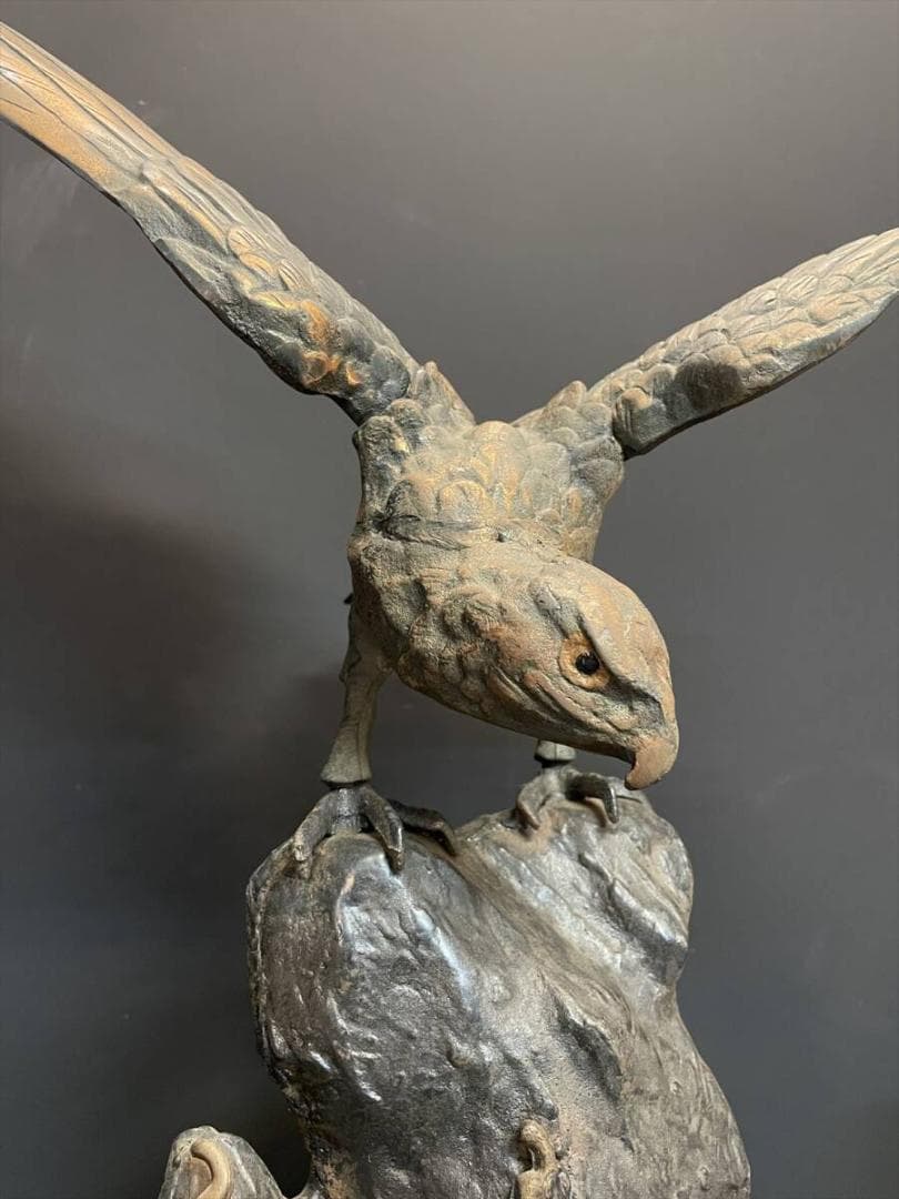 限定値下　まごころ堂　銅器の鷹　銅製　置物　5783