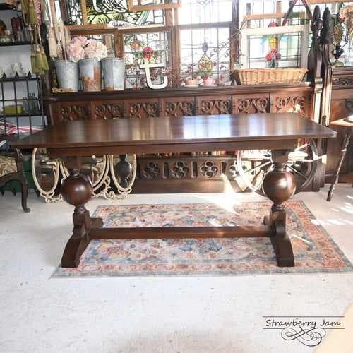 IFU-417 英国アンティーク オーク ダイニングテーブル 作業台 テーブル