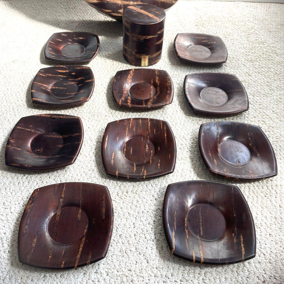 未使用樺細工 桜皮細工 茶道具12点セット十六角茶櫃 伝統工芸品 秋田角館2-1