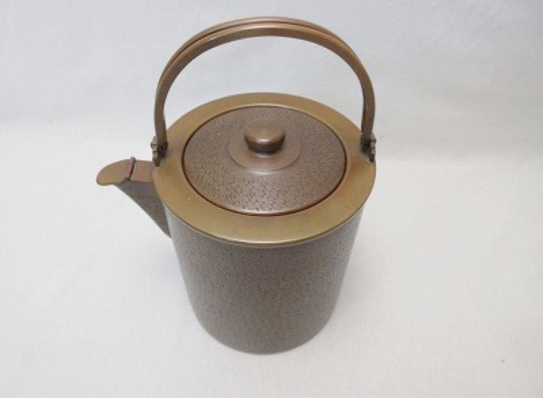 美品 茶道具 島倉堂製 銅 水注 やかん 薬缶 口蓋付 銅印 重さ約0.9KG