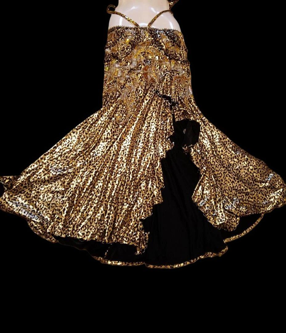 【新品Sale】エジプト製デザイナーズベリーダンス衣装Gold《豹》