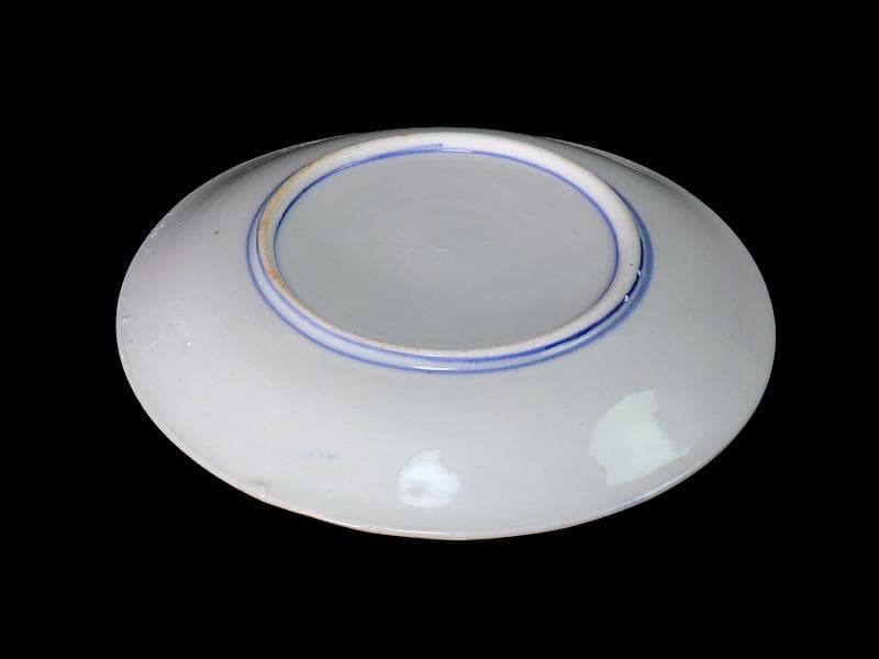 伊万里　染付　型刷印判　浦島太郎の図　６寸皿　S317 AS-fbpp