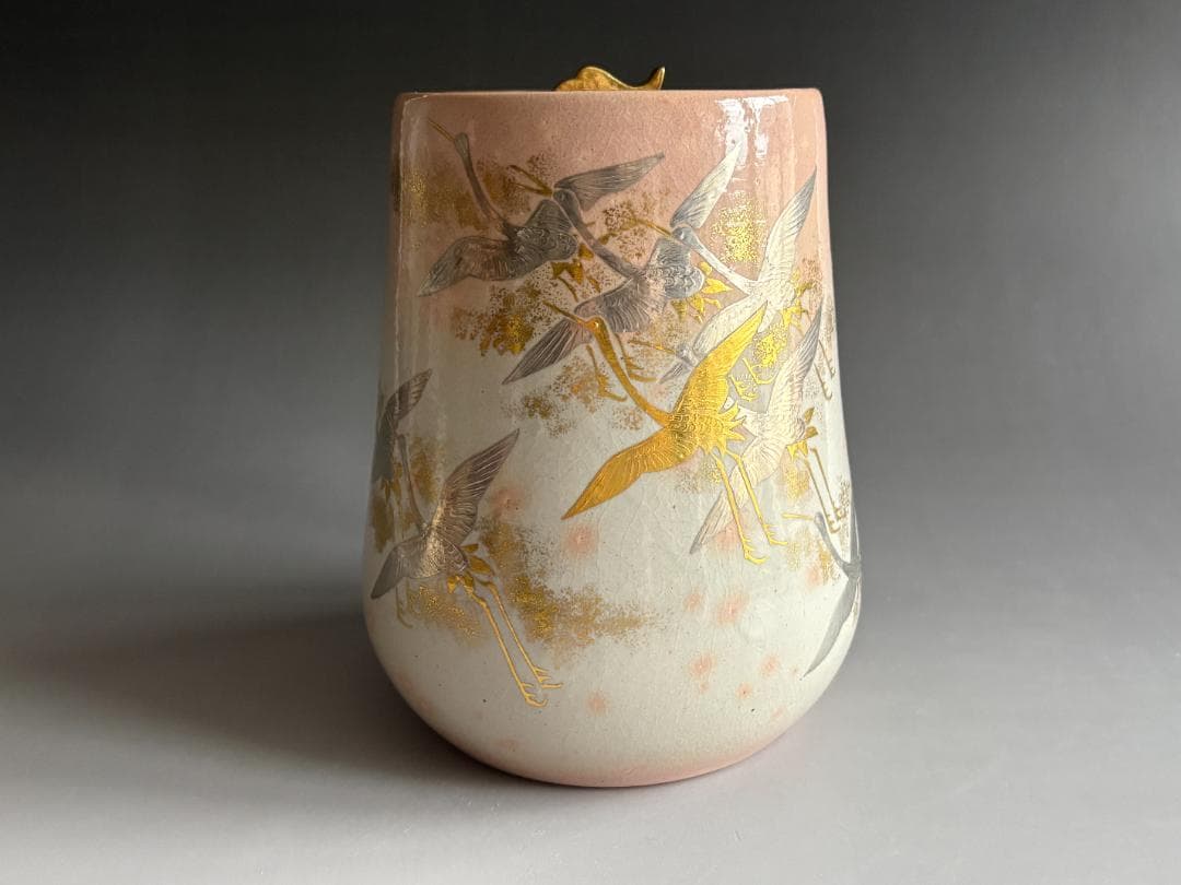 通次阿山　鶴の絵　水指　茶道具