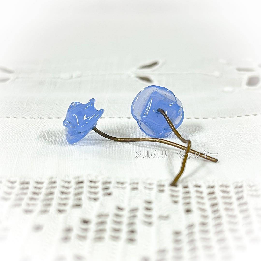 アンティーク★ムラーノガラス青薔薇★ドールピアス イヤリング★フランス イタリア