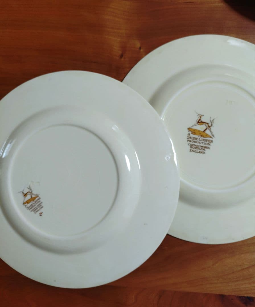 Susie Cooper プレート2枚＊グレーリーフ☆キャトル・セゾン☆雅姫さん
