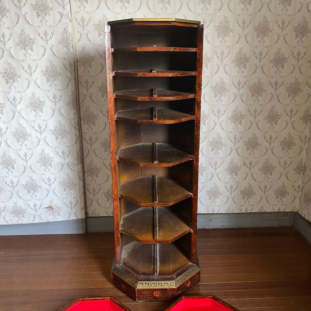 【アンティーク】中国家具 宝石棚 花鳥画 箪笥 チェスト 8杯 飾り棚 古家具