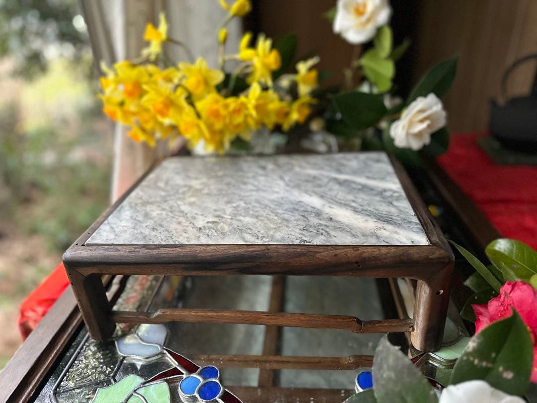 超限定7月16日20時迄‼️KUROGAKI❌大理石飾り台白❌黒黒柿孔雀杢飾台1客