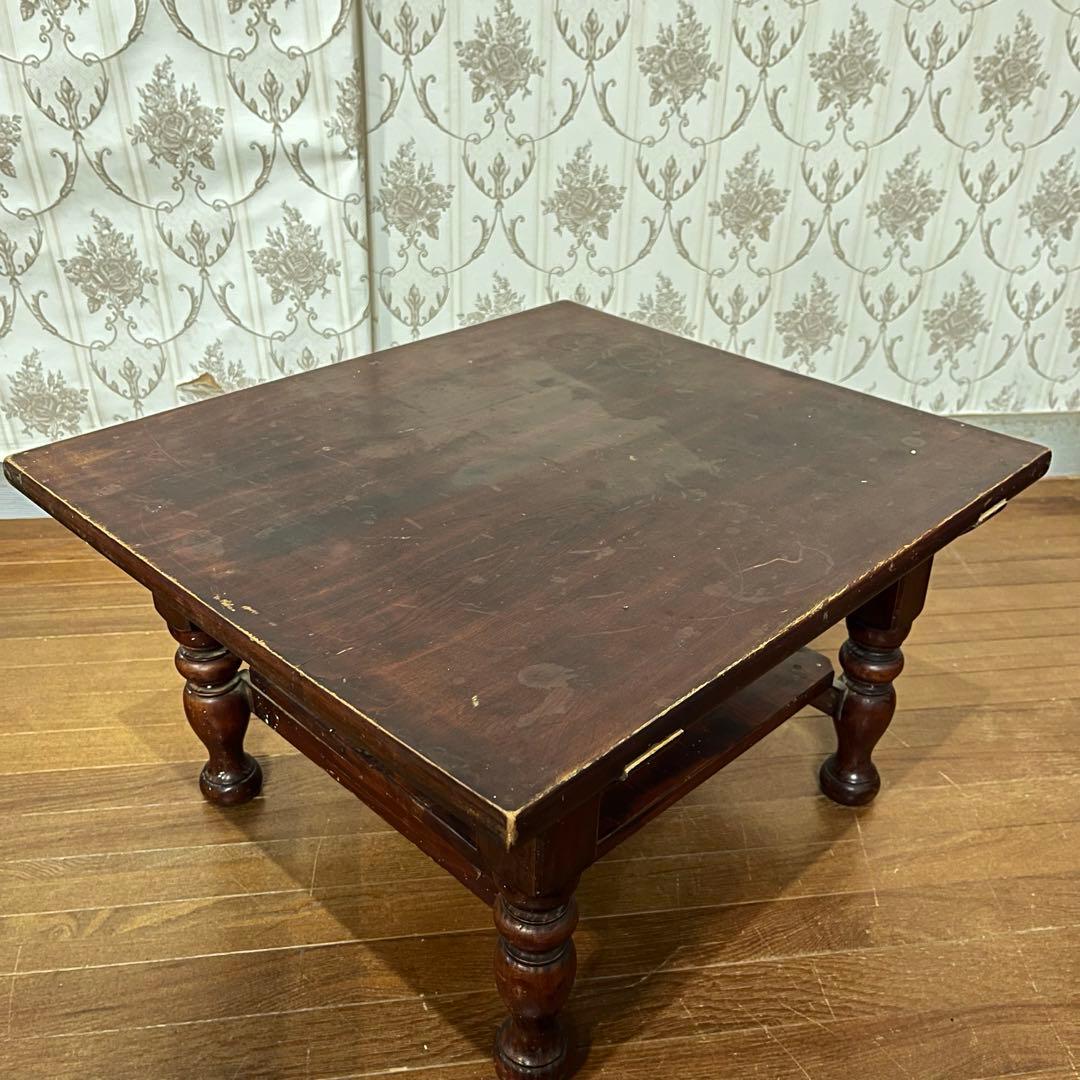 【アンティーク】昭和レトロ 木製 ろくろ脚 ローテーブル 文机 座卓 古道具