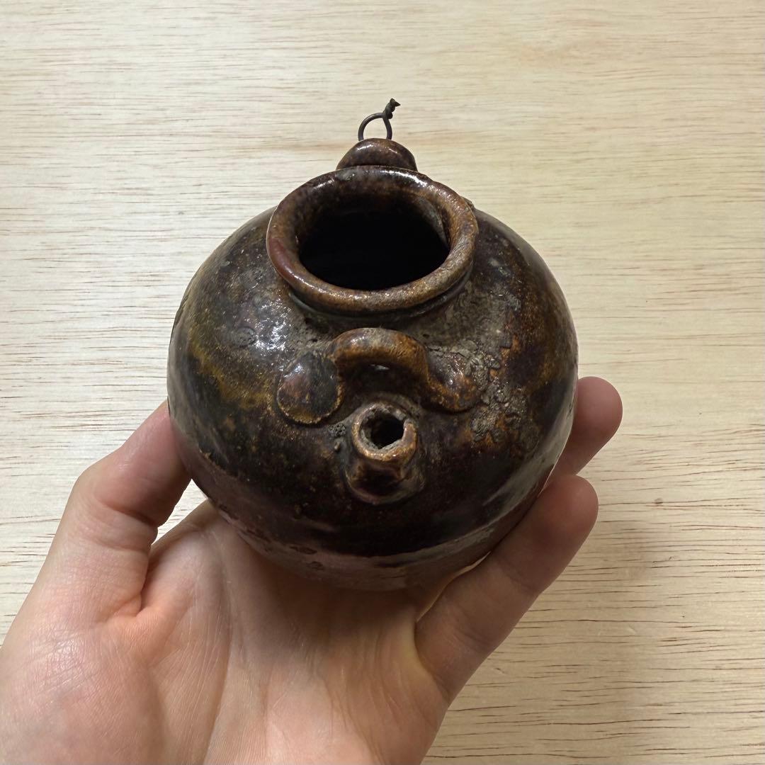 古瀬戸 鉄釉 小壷 水滴 花入 花生 江戸時代 茶道具 古美術 骨董 古常滑