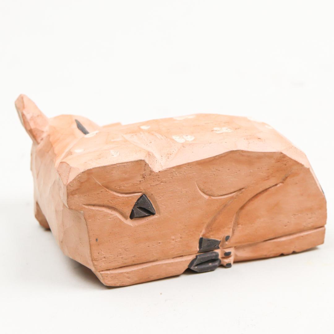 奈良人形師 染川宗進 鹿 木彫 置物 共箱